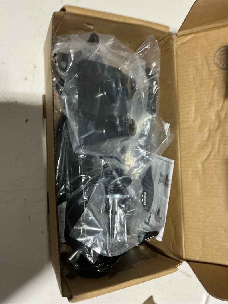Condition photo showing New/Like New for HUANUO Dual Monitor Stand, Fully Adjustable Gaming Monitor Desk Mount for 13–32? Computer Screens, Full Motion VESA 75x75/100x100 with C-Clamp & Grommet Base, Each Arm Holds 4.4 to 19.8 lbs Black 13-32 Inch