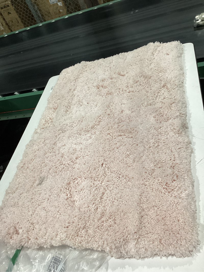 Condition photo showing As Is for ilango pink christmas bathroom rugs 36" × 24" non slip & super absorbent extra thick soft, washable bath mat for floor, non shedding microfiber shaggy bath rug with rubber for bathtub sink pink 2' x 3' (24''x36'' bathroom rug)