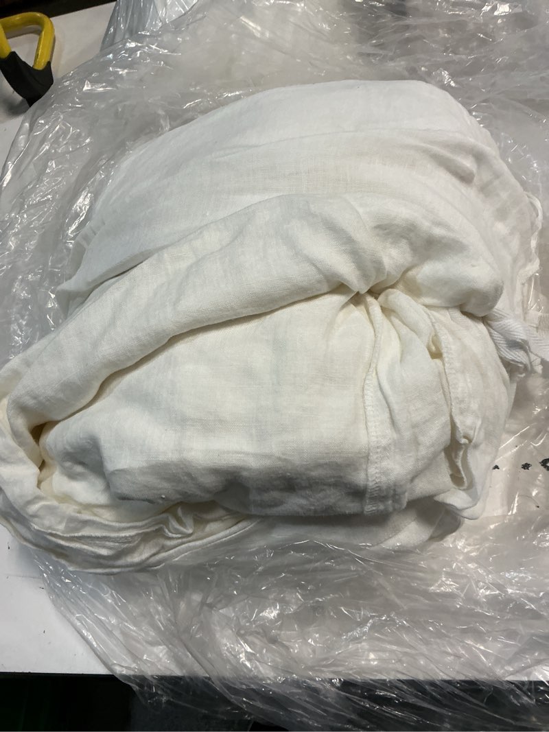 Condition photo showing As Is for quince european linen duvet cover set, king/cal king, white