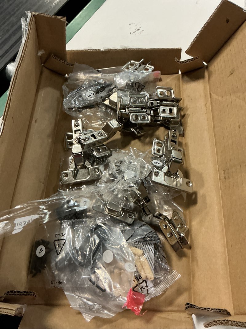 Condition photo showing Good Condition for lock connection™-inset cabinet european hinges, non-soft close, screw mount, 105 degree 2 way adjustable concealed kitchen cabinet door hinges with screws (10)