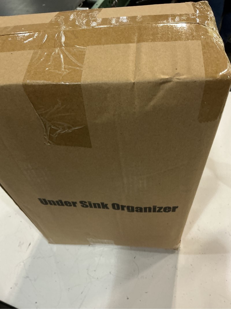 Condition photo showing Good Condition for kitstorack under sink organizer, 2 tier under the sink storage, slide out pull out cabinet organizer shelf, metal sliding drawer for kitchen bathroom pantry closet organization rack, black, 2 pack black 2 pack