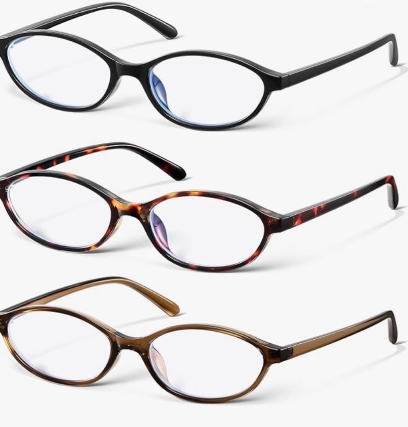 KUGUAOK Retro Oval Blue Light Blocking Glasses for Women 90s Small Cat Eye Eyeglasses Frame Gaming T