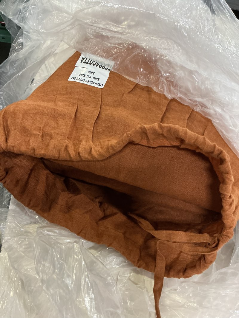 Condition photo showing Good Condition for european linen duvet cover set, king/cal king, terracotta