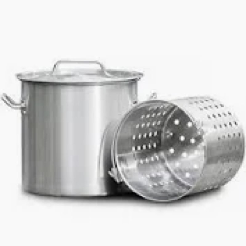 53-quart stainless steel seafood boil pot with lid,crab, lobster, shrimp boil stock with strainer, t