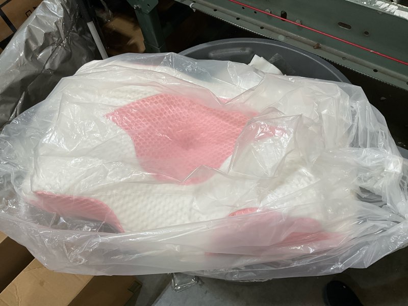 Condition photo showing As Is for Osteo Cervical Pillow for Neck Pain Relief, Hollow Design Odorless Memory Foam Pillows with Cooling Case, Adjustable Orthopedic Bed Pillow for Sleeping, Support for Side Back Sleepers Queen(25.5*16.5*5.2/4.1 inches) Pink