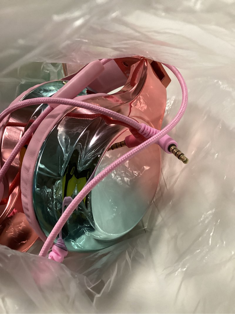 Condition photo showing New/Like New for QearFun Kids Cat Ear Headphones Wired with Mic, 85/94dB Safe Volume Limit, Sparkly Wired Headset, Foldable, Sharing Port & Tangle-Free Cord for School, Chromebook, Tablet, Travel, Boys & Girls Cat Pink