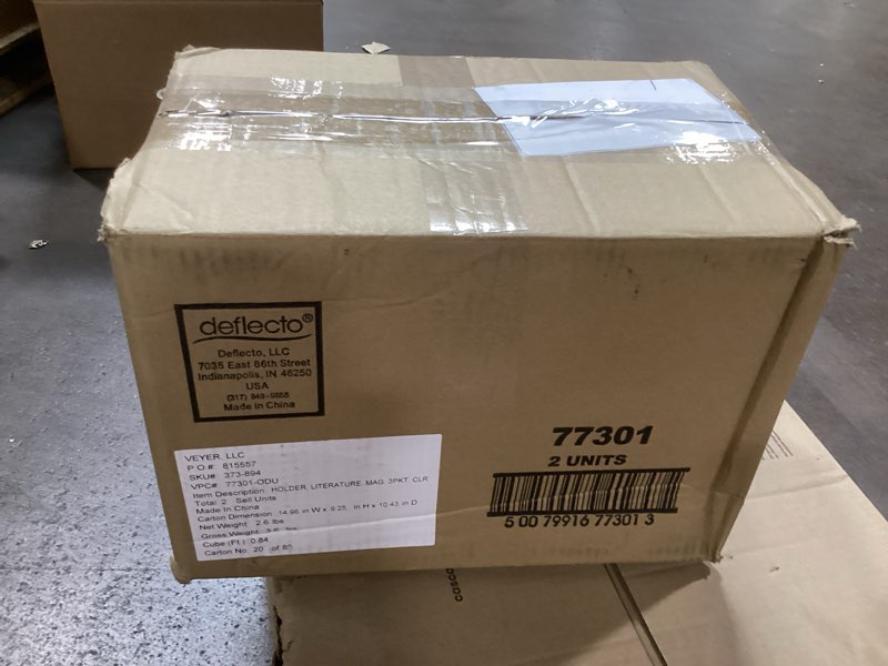 Condition photo showing Good Condition for deflect-o® 3-tier magazine literature holder  12 5/8 h x 9 1/2 w x 6 1/4 d  clear