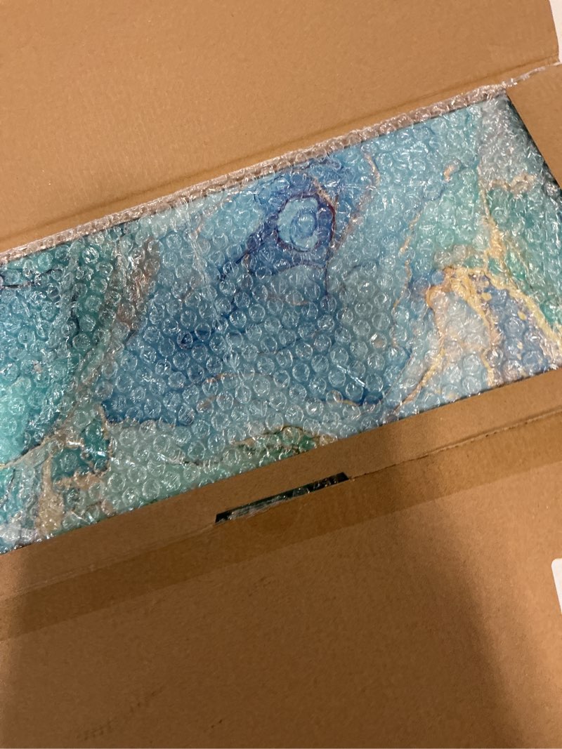 Condition photo showing Good Condition for glass cutting board 20”x16”: tempered glass kitchen counter protector - durable- scratch-resistant, heat-proof - design 9 - teal ocean design 09 20"l x 16"w