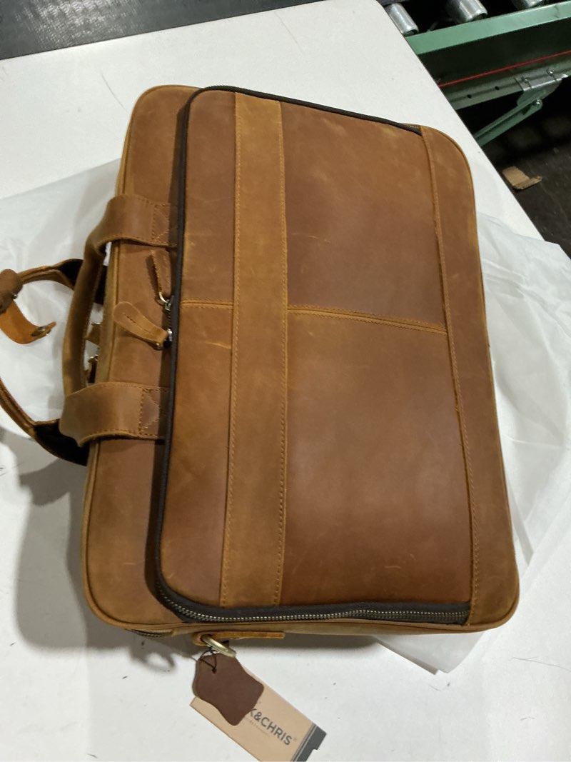 Condition photo showing Good Condition for Jack&Chris Leather Briefcase for Men,Business Travel Laptop Messenger Bags Red Brow-15.6inch