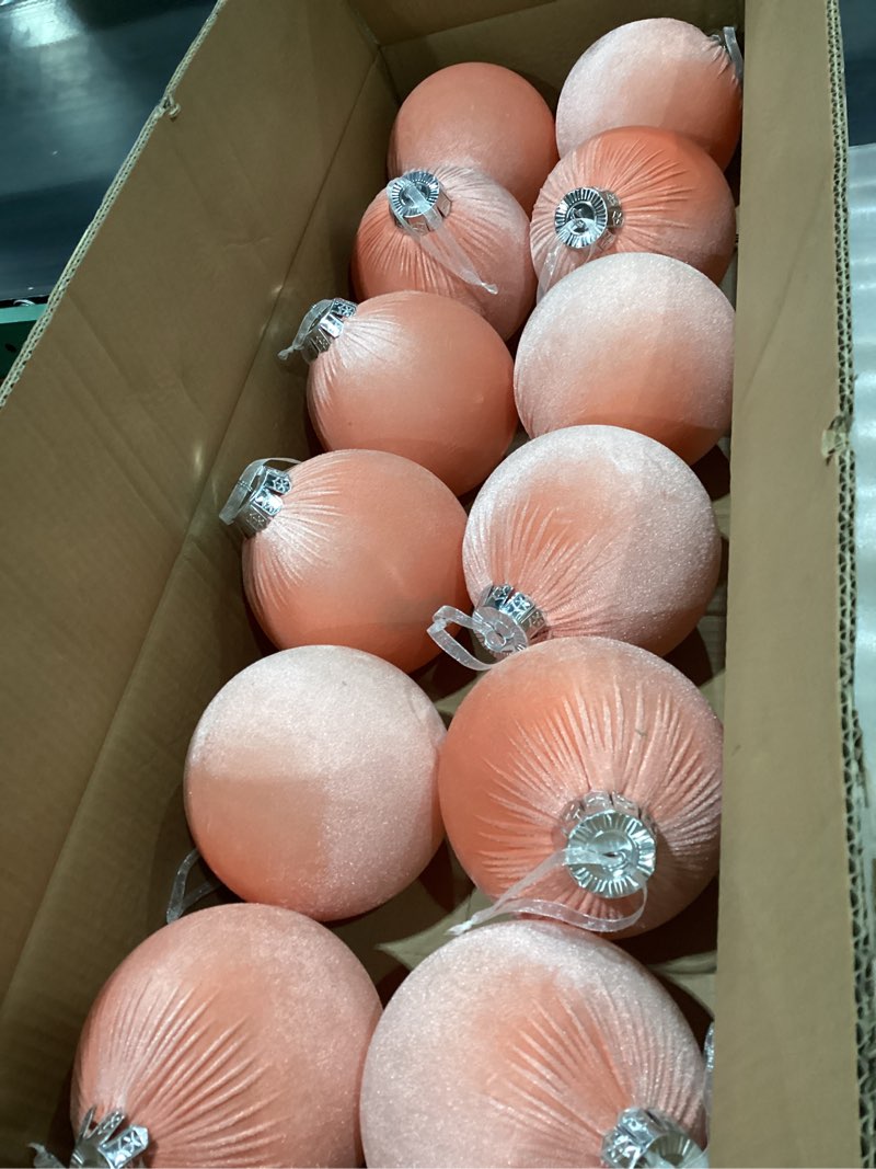 Condition photo showing New/Like New for 12 Pcs Jumbo Pink Velvet Christmas Balls Ornaments Bulk 6 Inch Extra Large Flocked Christmas Tree Ornaments Xmas Bulbs Decorations Giant Hanging for Outdoor Indoor Xmas Home Party