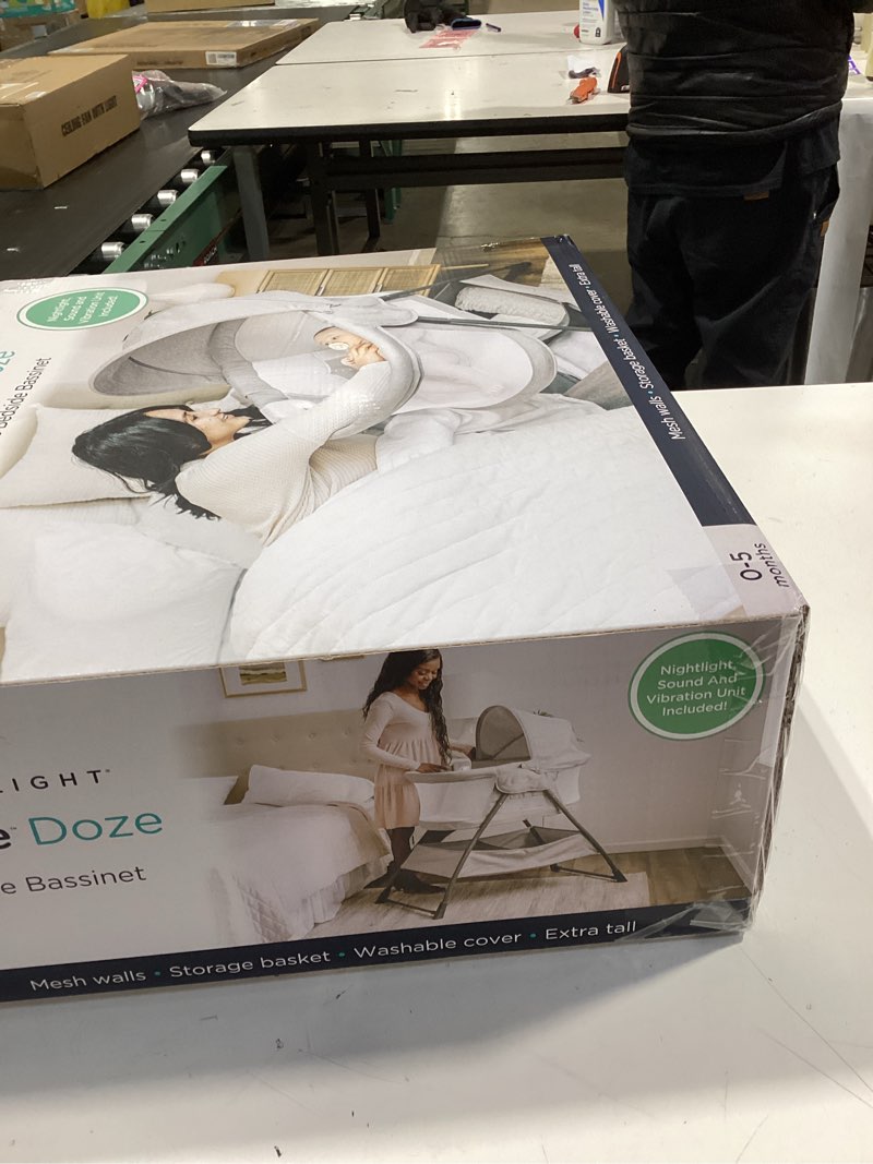 Condition photo showing New/Like New for baby delight beside me doze deluxe baby bassinet, bedside sleeper, foldable, removeable canopy, pebble grey