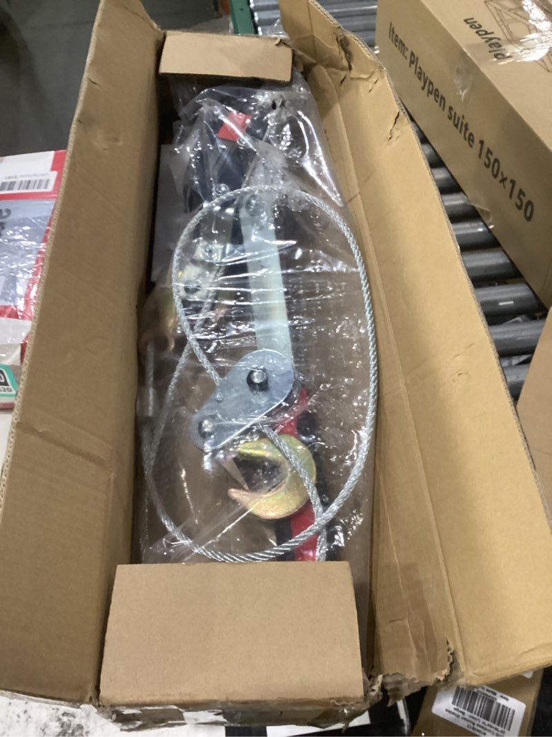 Condition photo showing New/Like New for come along winch,5 ton capacity with 11.5ft steel cable,heavy duty come along tool with dual gears,3 hooks,hand winch tool for road vehicle recovery and pulling tree,fence stretcher,frame 5t