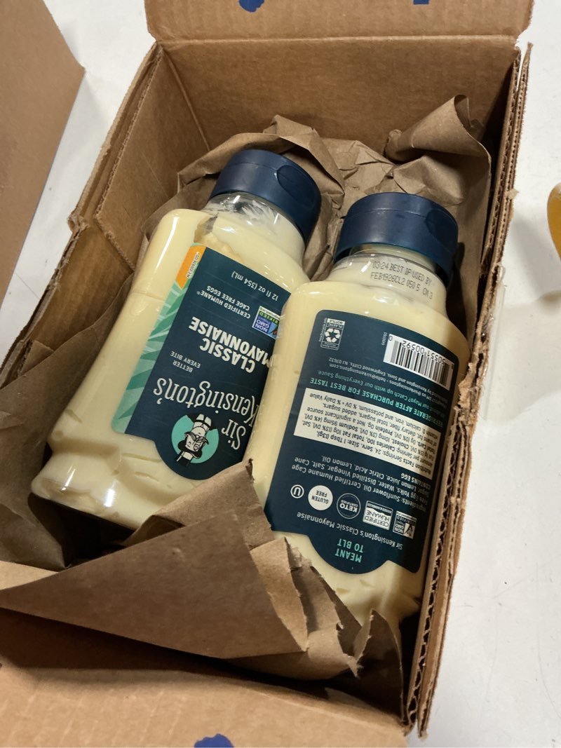 Condition photo showing New/Like New for Sir Kensington's Mayonnaise Pack of 2 Classic Mayo Gluten Free Non- GMO Project Verified Shelf-Stable 12 oz 12 Fl Oz (Pack of 2) ( best by feb 1926 )