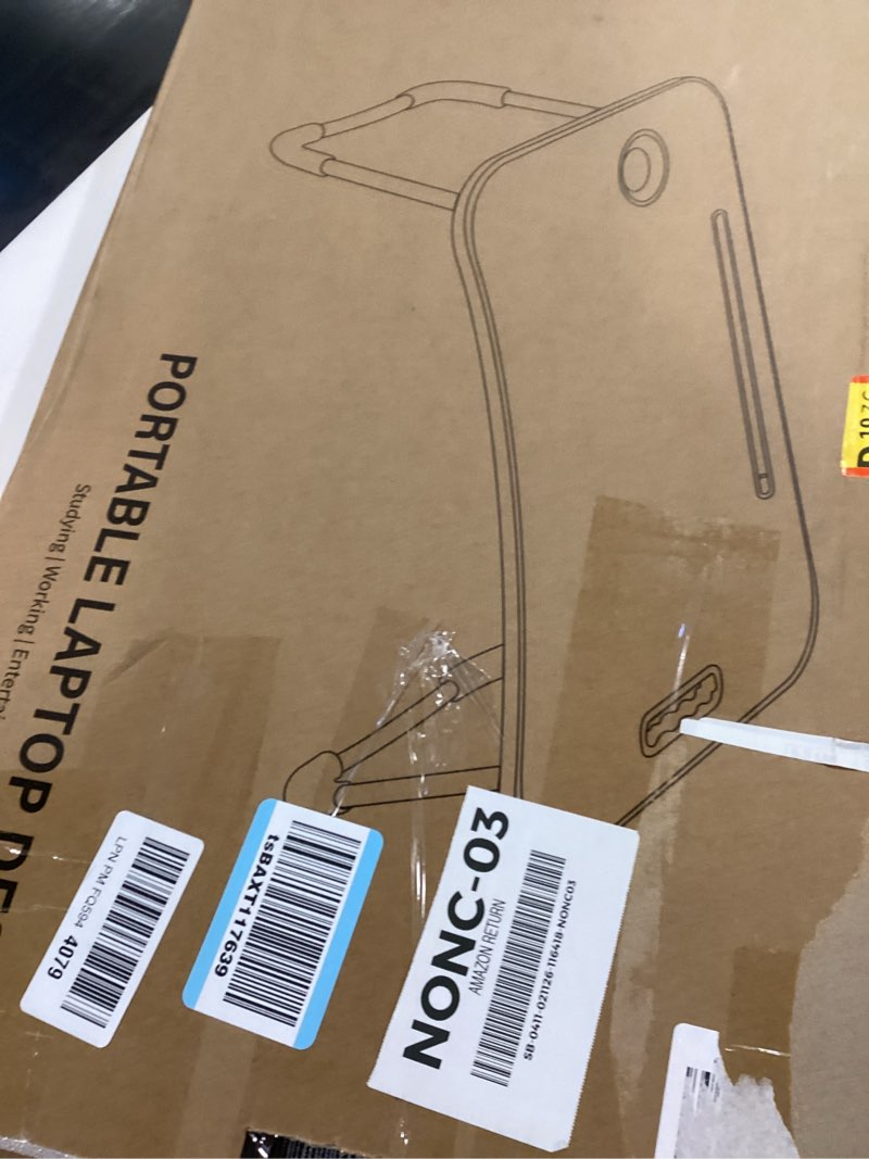 Condition photo showing Good Condition for Foldable Laptop Table, Portable Lap Desk Bed Table Tray, Laptop Stand with Cup Holder & Tablet Slot & Lifting Handle for Working Writing Drawing & Eating (Black)