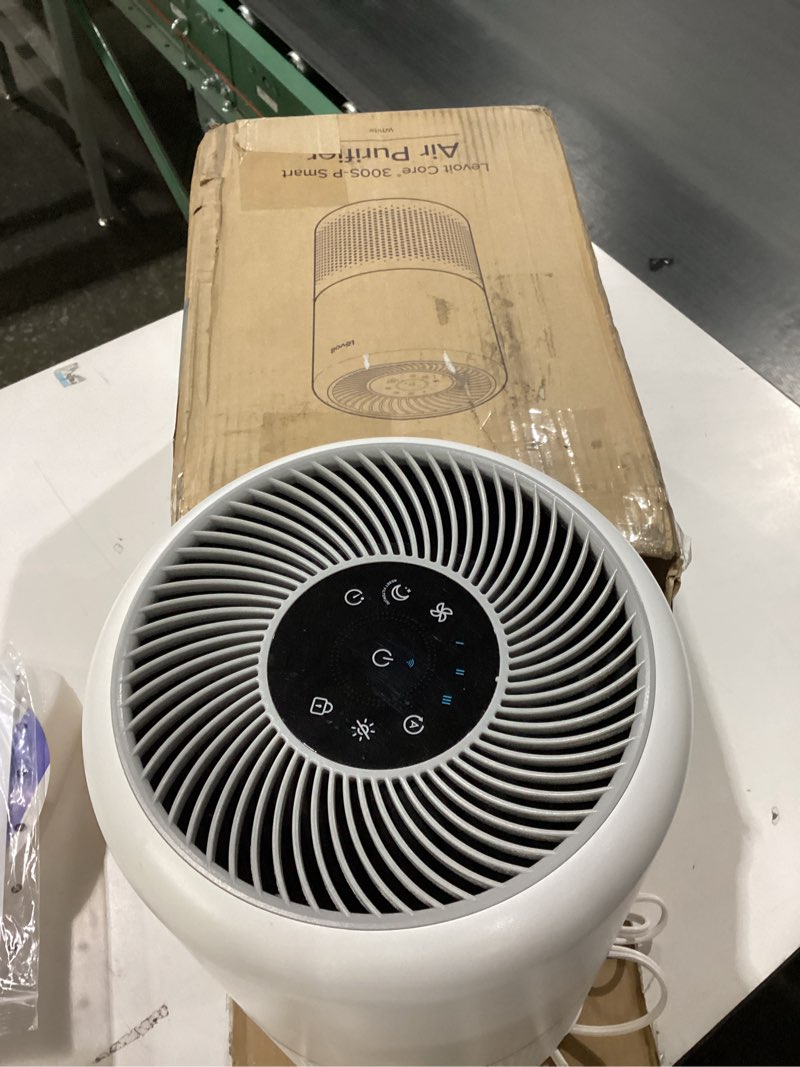 Condition photo showing As Is for NOT TESTED LEVOIT Air Purifiers for Home Bedroom, HEPA Sleep Mode, AHAM VERIFIDE, Smart WiFi for Home Large Room, Quiet Cleaner for Pet Hair, Allergies, Dust, Smoke, Pollon, Alexa Control, Core300S-P, White White Core 300S-P