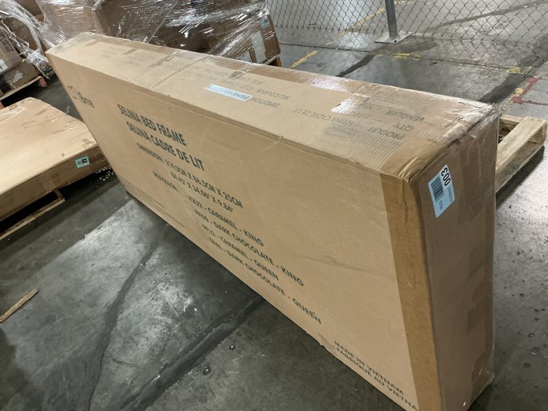 Condition photo showing New/Like New for bme selina headboard queen size bed frame - handcrafted paper cord headboard, 12-slat support, no box spring needed - easy assembly, caramel