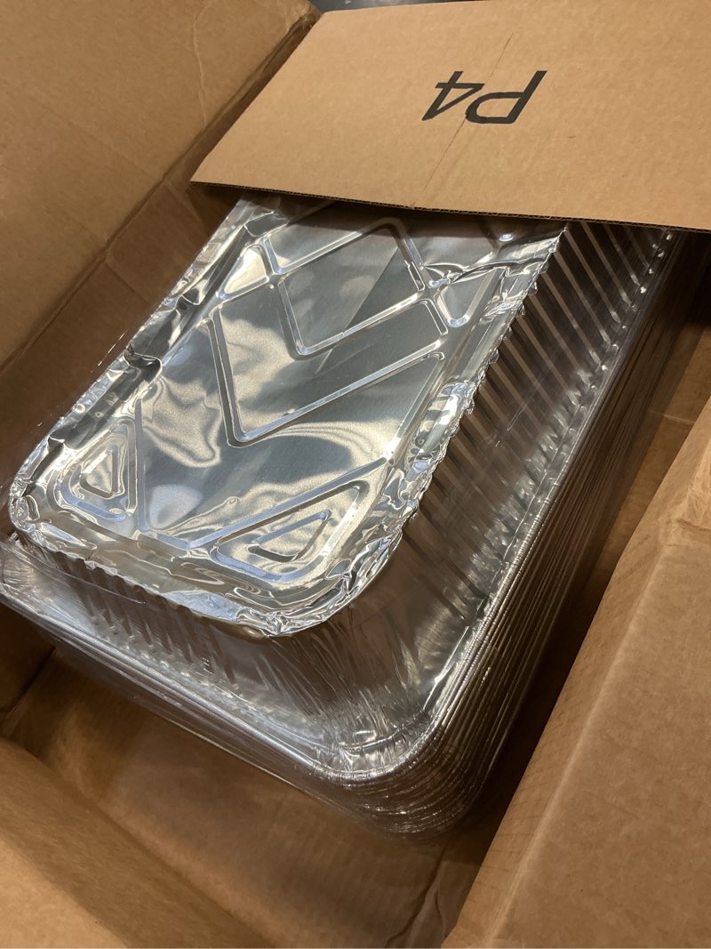Condition photo showing Good Condition for FUNSTITUTION Full Size Large Aluminum Foil Pans (20 Pack) - 21x13 Tin Foil Pans with High Heat Conductivity - Disposable Cookware For Baking, Grilling, Cooking, Storing, Prepping (21x13)