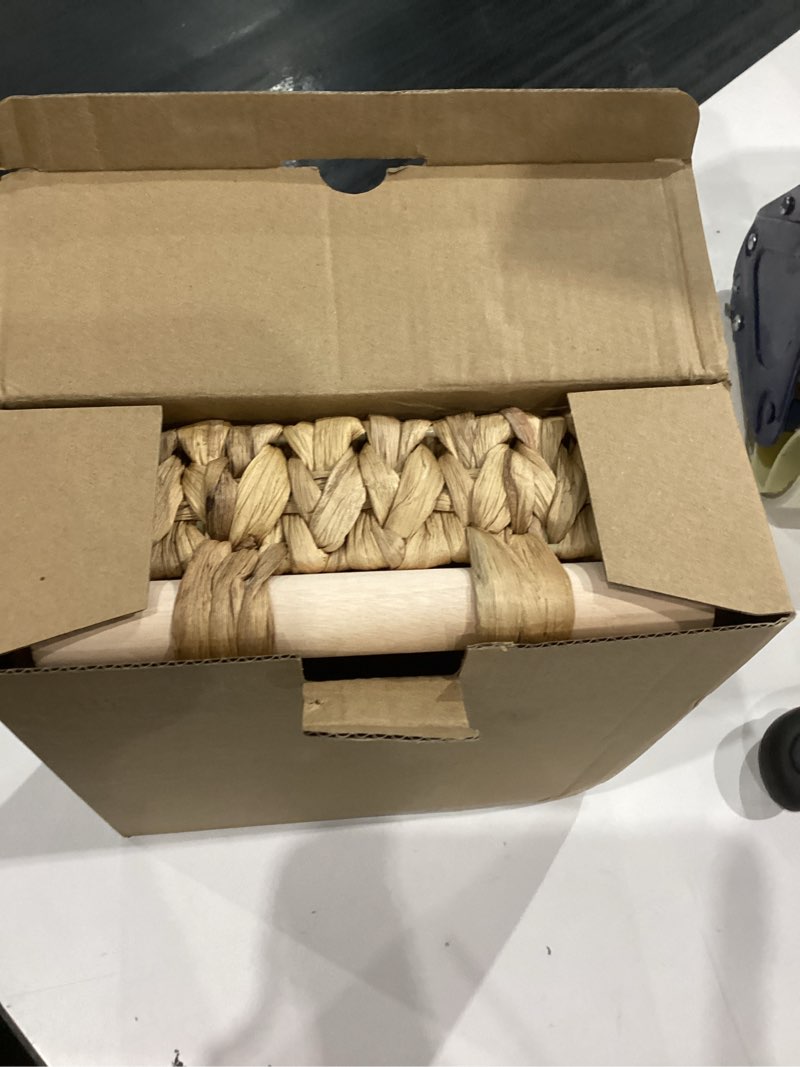 Condition photo showing Good Condition for Rattan Wicker Luncheon Napkin Holder Flat 7.5x7.5’’, Scalloped Napkin Dispenser Guest Towel Holder for Bathroom, Kitchen, Dining, Bar Beverage Accessories and for Home Farmhouse&Rustic Decor Natural Flat 7.5x7.5