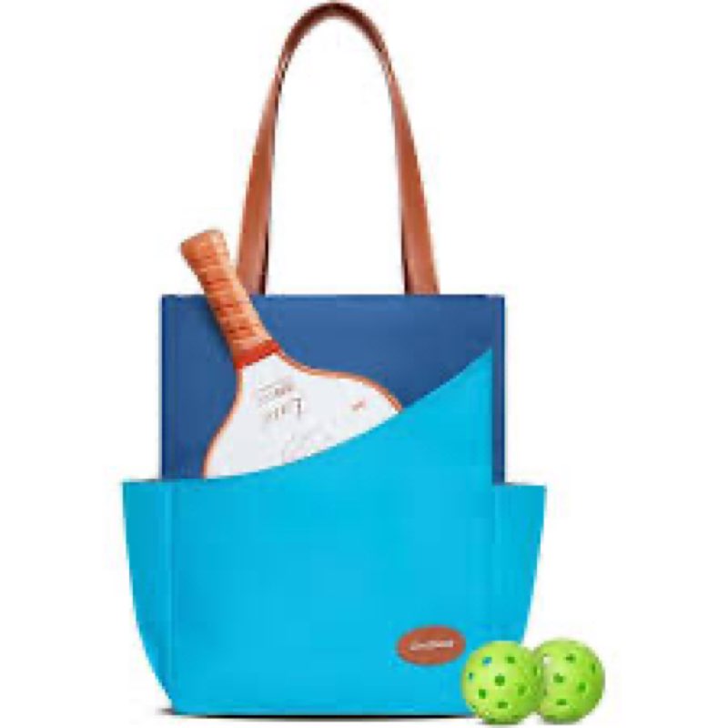 LUZZ Pickleball Tote Bag for Women with Pickleball Handbag 2 Paddle Compartment Front and behind Poc