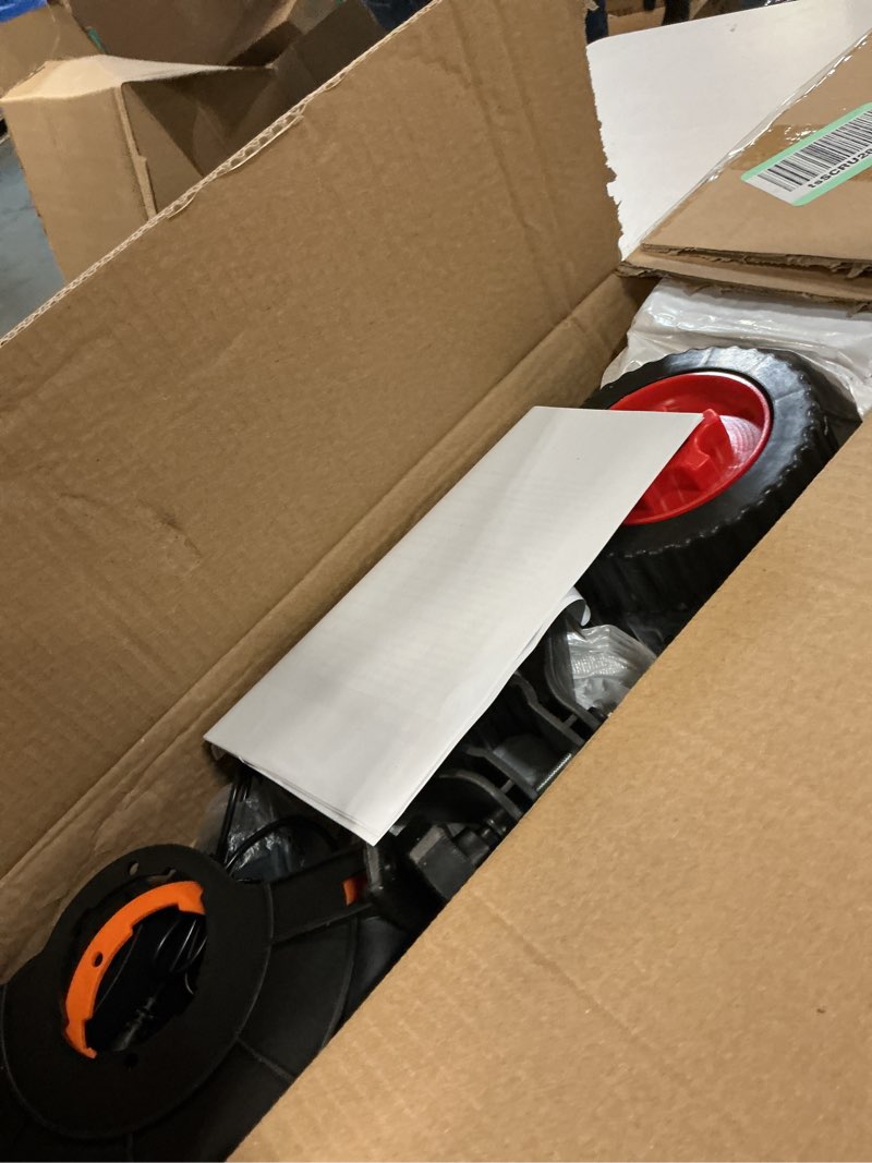 Condition photo showing Good Condition for electric weed wacker cordless eater no string trimmer battery powered, 3 in 1 lightweight grass trimmer/brush cutter/lawn edger with wheels,metal blade&charger, stringless weed trimmer for garden yard