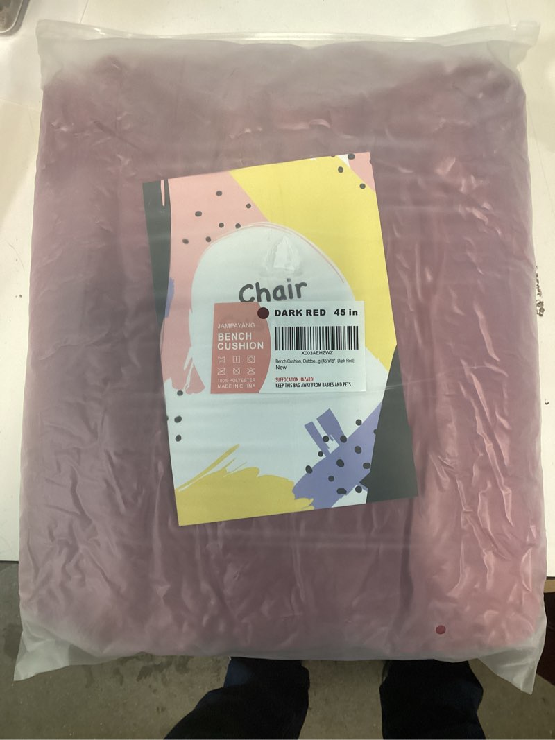 Condition photo showing New/Like New for bench cushion, non-slip tufted bench cushions for swing, shoe storage, window seat (45"x18", dark red) 45 inchx18 inch dark red