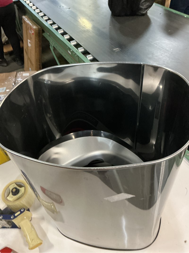 Condition photo showing As Is for FDW Kitchen Trash can for Bathroom Bedroom Home Office Automatic Touch Free Garbage bin with lid Brushed Stainless Steel Rectangular 13 Gallon / 50L Visit the FDW Store