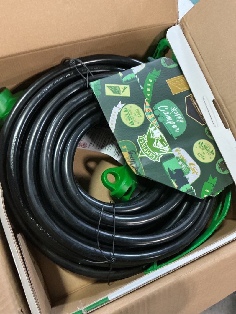 Condition photo showing Good Condition for rvguard 25 amp 75 foot rv extension cord, heavy duty 10/3 gauge stw cord with led power indicator and cord organizer, tt-30p/r standard plug, green, etl listed