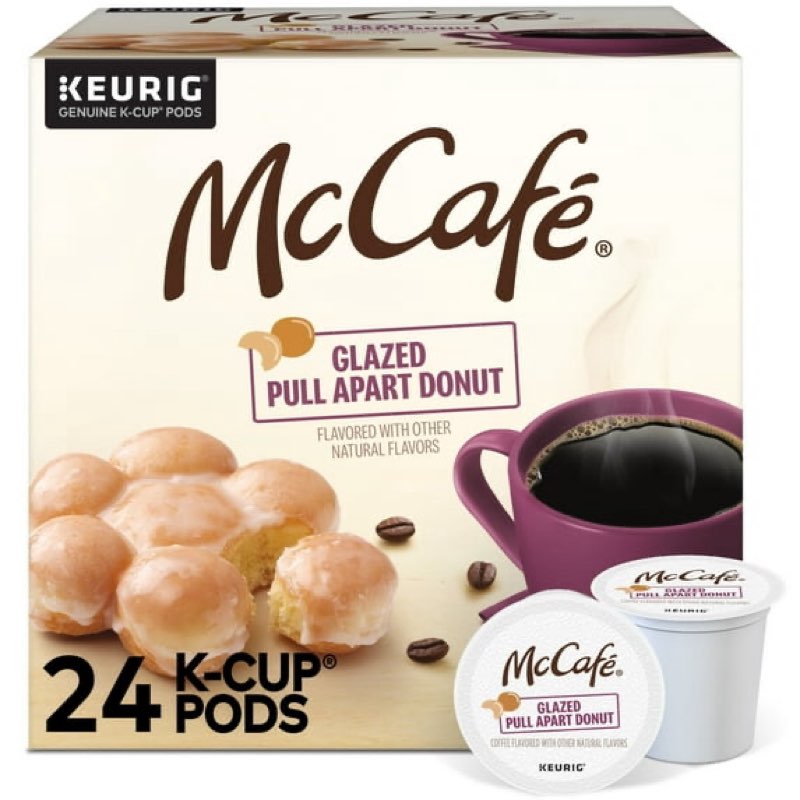 Best By 11/30/25 McCafé  Glazed Pull Apart Donut Light Roast K-Cup Coffee Pods  4 packs of 24
