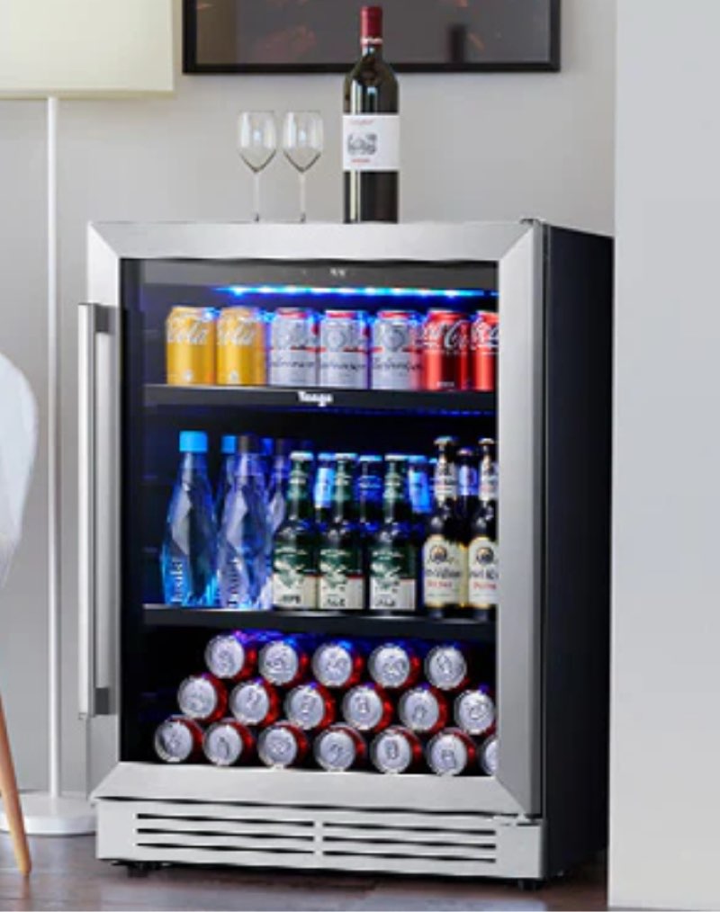 Yeego 24'' Built-in Beverage Refrigerator Beer Fridge Drink Cooler Max 140 Cans