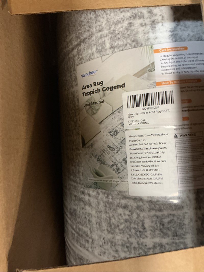 Condition photo showing Good Condition for Vamcheer Modern Area Rug 6x9 - Upgraded 10mm Thick Sponge for Exceptional Comfort, Abstract Area Rug for Living Room/Bedroom/Office, Non-Shedding & Easy to Clean, Grey Striped 6X9FT Grey