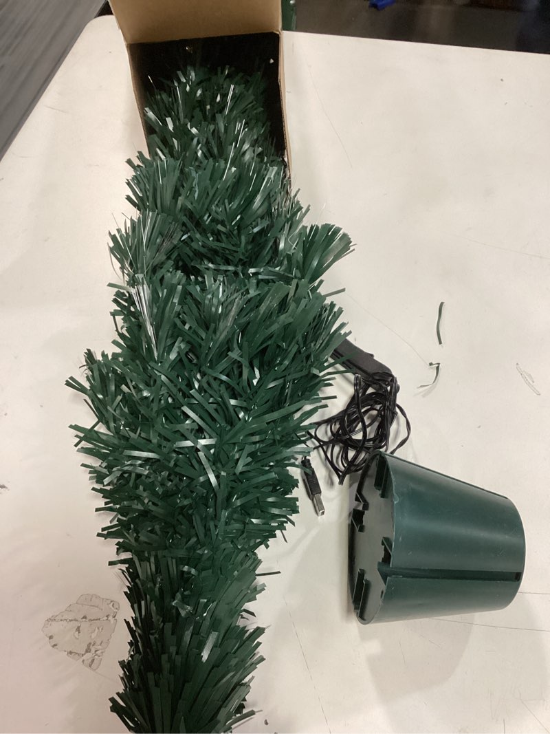 Condition photo showing Good Condition for 3ft Pre-Lit Fiber Optic Artificial Christmas Tree with Top Star, Multi-Color Lighting Tabletop Mini Christmas Tree with Sturdy Legs,Optical Fiber Xmas Tree for Home, Office, Party Decoration
