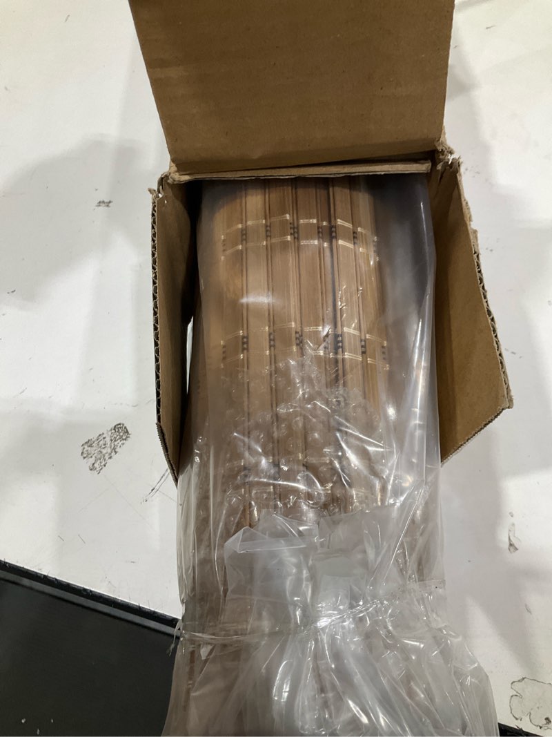 Condition photo showing New/Like New for lazblinds no tools no drill cordless bamboo roman shades, light filtering window treatment, roll up bamboo blinds for window 26'' w x 64'' h, brown brown206 26'' w x 64'' h