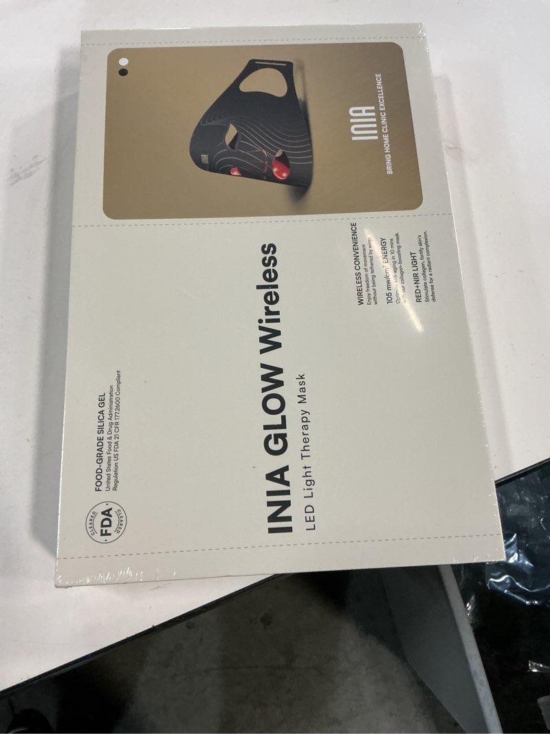 Condition photo showing New/Like New for INIA Red Light Therapy Mask for Face, Glow Wireless LED Face Mask Light Therapy with Near-Infrared Red Light (NIR), Rechargeable and Ergonomic Design for Home & Travel Pink
