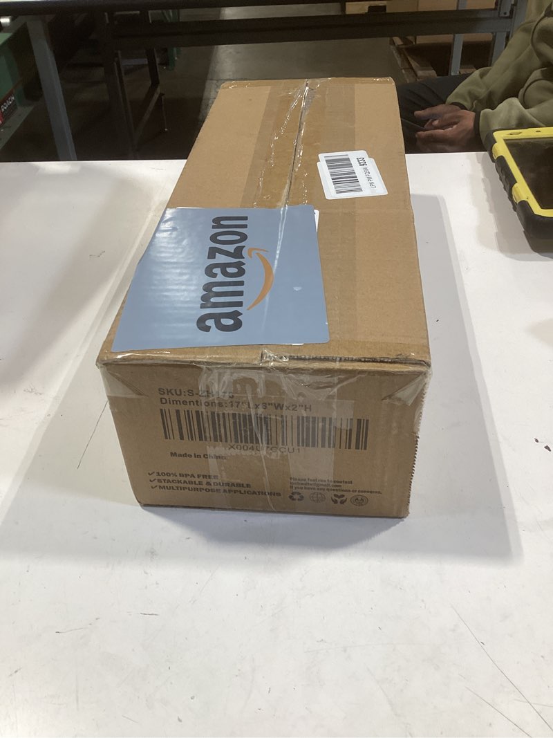 Condition photo showing New/Like New for long bamboo kitchen drawer organizer boxes – 17" x 6" stackable wood silverware utensil tray for drawers bins cutlery & flatware storage – wooden pantry organizers set of 2 for junk drawer bathroom rv