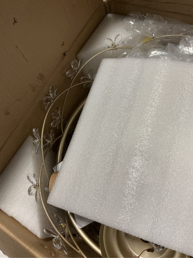 Condition photo showing Good Condition for 20 Inch Gold Caged Ceiling Fan with Light, Flower Chandelier Ceiling Fan with Lights Remote Control, Frower Crystal Fandelier 6 Speeds for Girl's Bedroom, Living Room 20 Inch Fandelier Gold Caged Ceiling Fan with Light