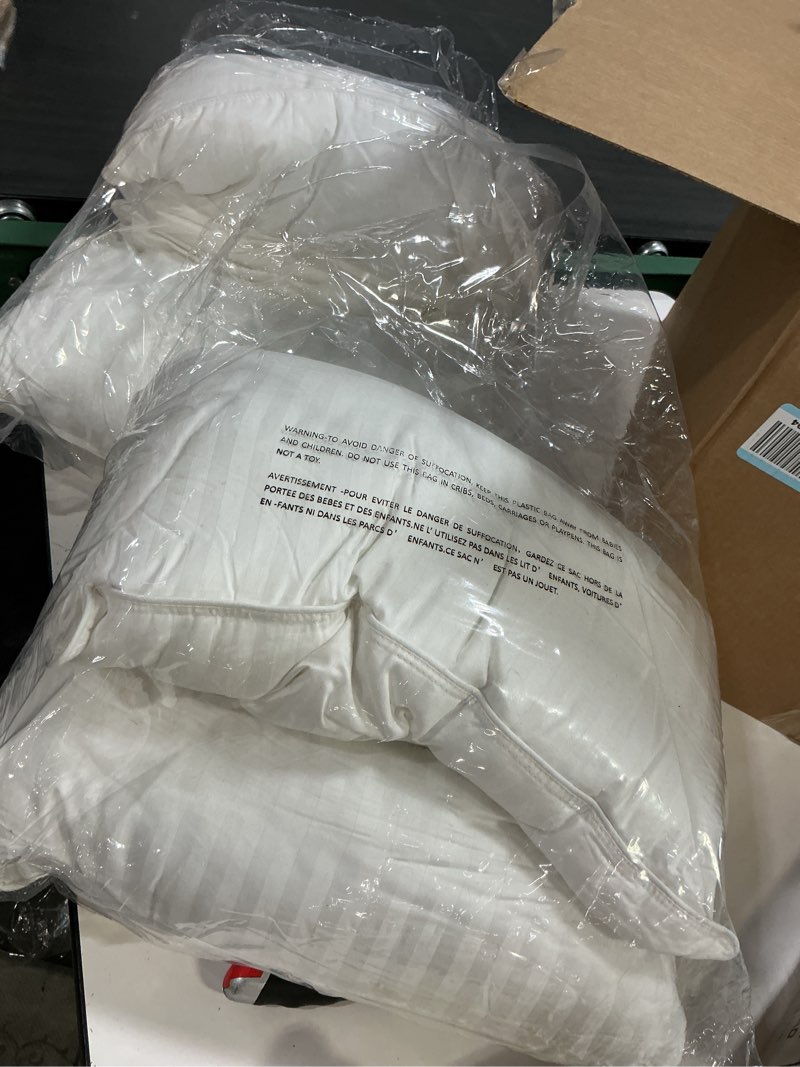 Condition photo showing As Is for puredown® Goose Feathers and Down White Pillows with 100% Soft Cotton Cover, Bed Sleeping Hotel Collection Pillows Set of 2 King Size Classic White King (Pack of 2)