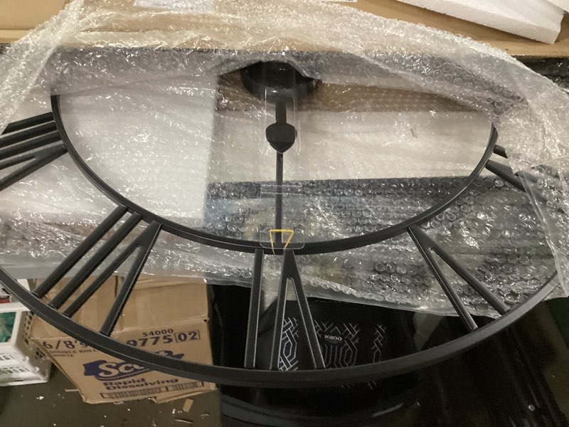 Condition photo showing New/Like New for Large Wall Clock 32 Inch Black Roman Numerals Metal Clock Battery Operated Silent Non-Ticking Decor Clock Modern Round Oversize Wall Clocks for Home, Hotel, Office, Bedroom (Black, 32inch) 32inch Black