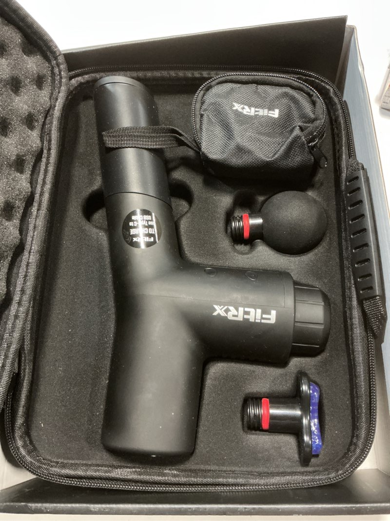 Condition photo showing Good Condition for fitrx massage gun handheld deep tissue percussion massager with 6 speeds and 4 swappable heads for premium neck back & muscle relief