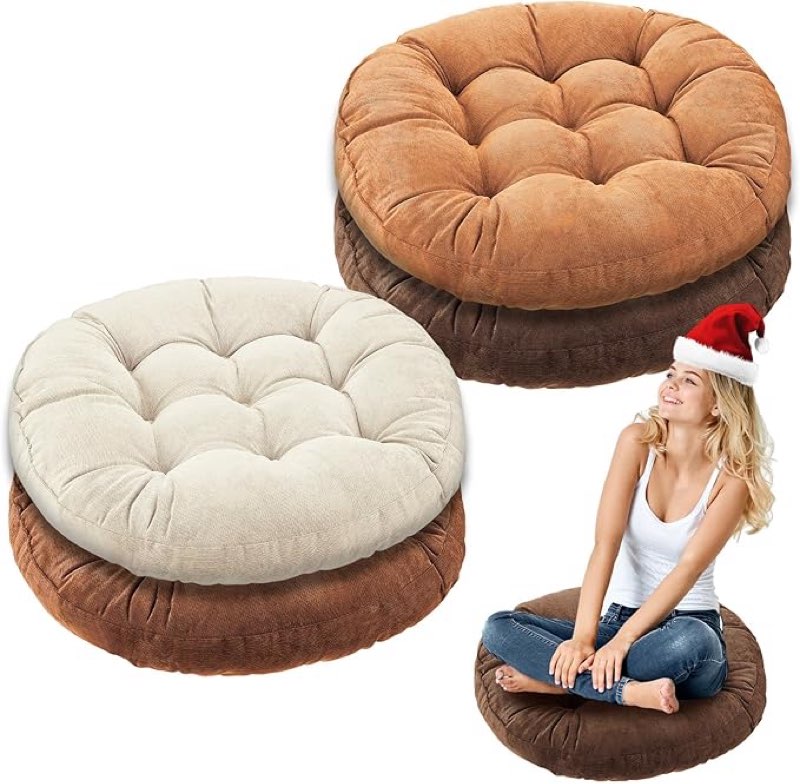 jerify floor pillow cushions large round square large meditation floor pillow for classroom adult meditation picnic party seating learning daycare school(round,brown,4 pcs)