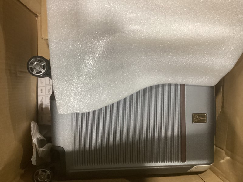 Condition photo showing Good Condition for (Inside zipper broken)Travelpro Platinum Elite Hardside Expandable Spinner Wheel Luggage TSA Lock Hard Shell Polycarbonate Suitcase, Vintage Grey, Compact Carry-On 20-Inch
