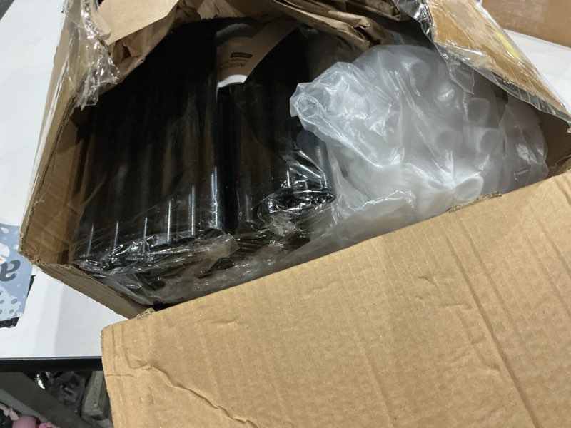 Condition photo showing As Is for LOKEME Portable Closet, Portable Closets for Hanging Clothes with 3 Hanging Rods and 6 Storage Shelves and 4 Side Pockets, Black Wardrobe Closet Easy to Assemble and Strong and Stable