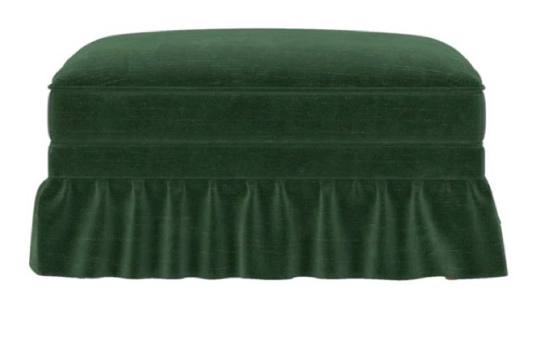 Windsor Stool with Removable Ruffle Skirt and Chenille Fabric, Green