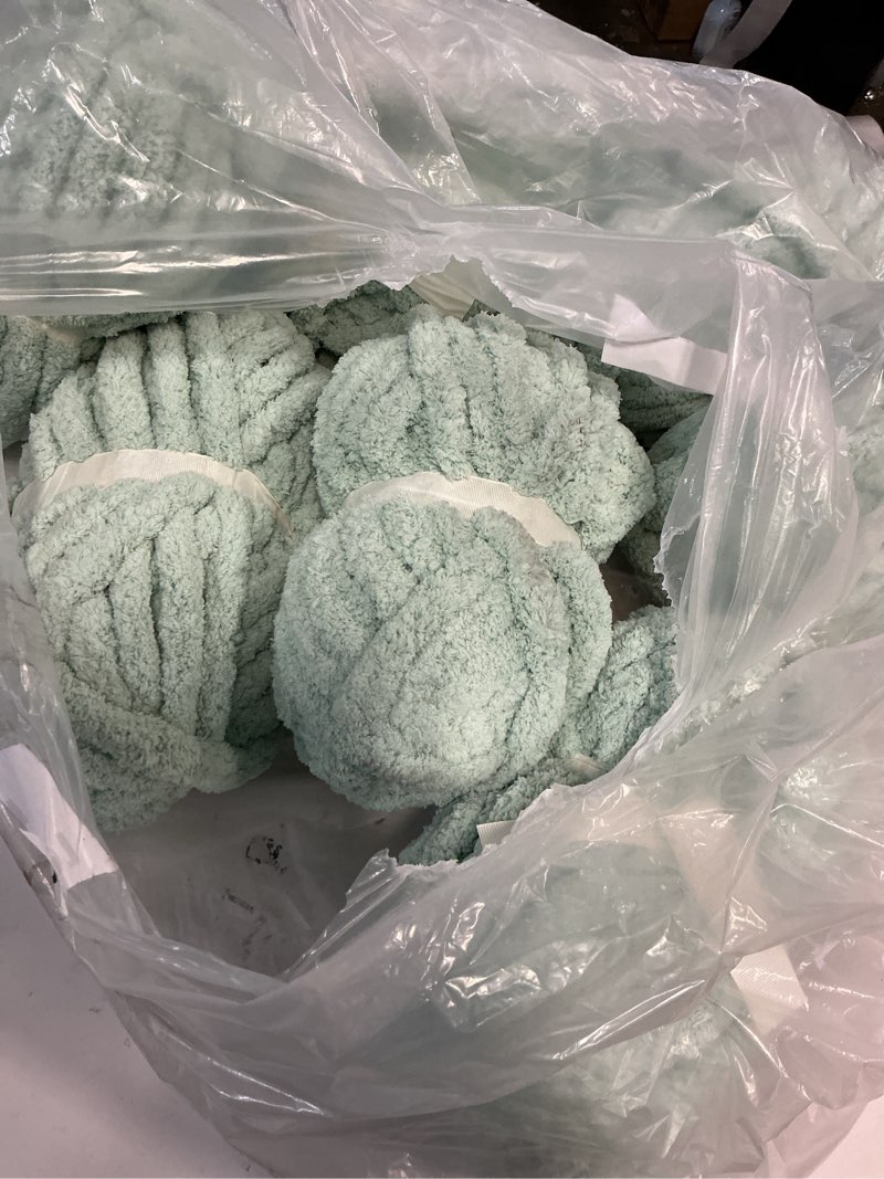 Condition photo showing Good Condition for Chunky Yarn for Crocheting 8 Pack,Sage Green Fluffy Jumbo Chenille Yarn,Soft Plush Yarn Bulky,Giant Thick Fuzzy Yarn for Hand Knitting or Arm Knitting (31.7 yds,8 oz Each Skein)