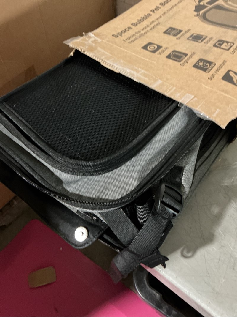 Condition photo showing Good Condition for color grey pecute cat backpack carrier expandable, large space cat bubble backpack, breathable cat carrier, shaded dog backpack carrier for travel, hiking, vet,12.6\" l x 10.2\" w x 16.5\" h,grey(expandable) 12.6\"l x 10.2\"w x 16.5\"h