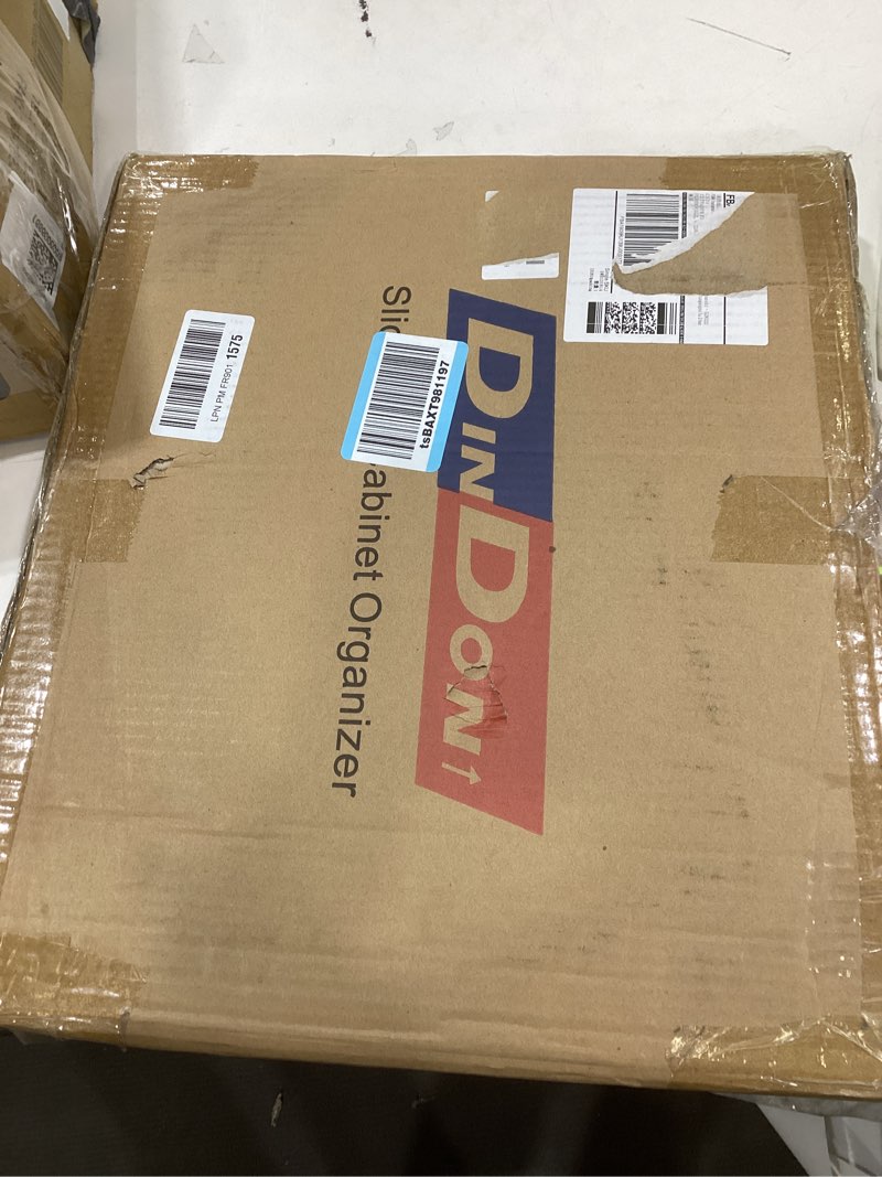 Condition photo showing As Is for DINDON Pull Out Cabinet Organizer (14" W x 18" D) 1 Tier, Single Tier Oak Wood Under Cabinet Slide Out Shelf Drawer Box… 14'' W X 18'' D Wood,1 Tier