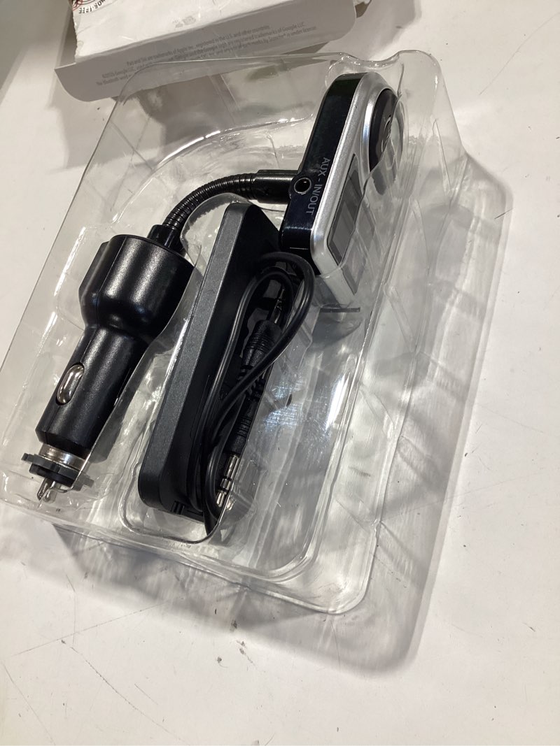 Condition photo showing Good Condition for untested scosche btfmpd universal bluetooth handsfree car kit with fm transmitter and 18-watt usb car charger, silver single port 18w (1 usb-c) black/silver