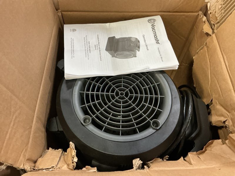 Condition photo showing As Is for Vacmaster AM201R 3 Speed Floor Fan, 156W 550 CFM Air Mover, Utility Blower Fan, Carpet Dryer for Drying, Cooling & Circulation