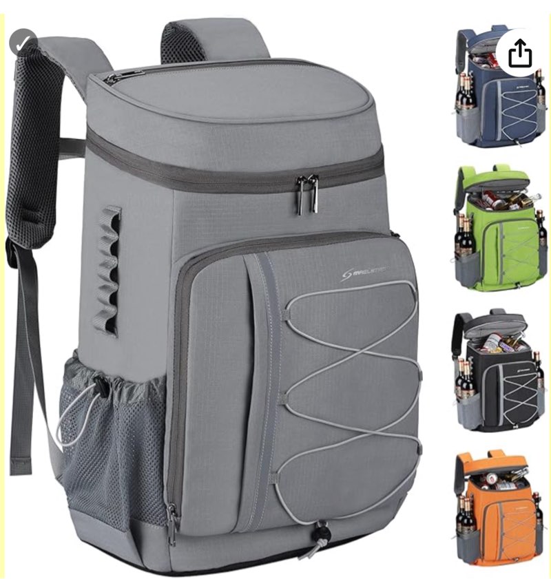 Maelstrom Cooler Backpack,35 Can Backpack Cooler Leakproof,Insulated Soft Cooler Bag,Beach Cooler Camping Cooler,Ice Chest Backpack,Travel Cooler for Grocery Shopping,Kayaking,Fishing,Hiking,Grey