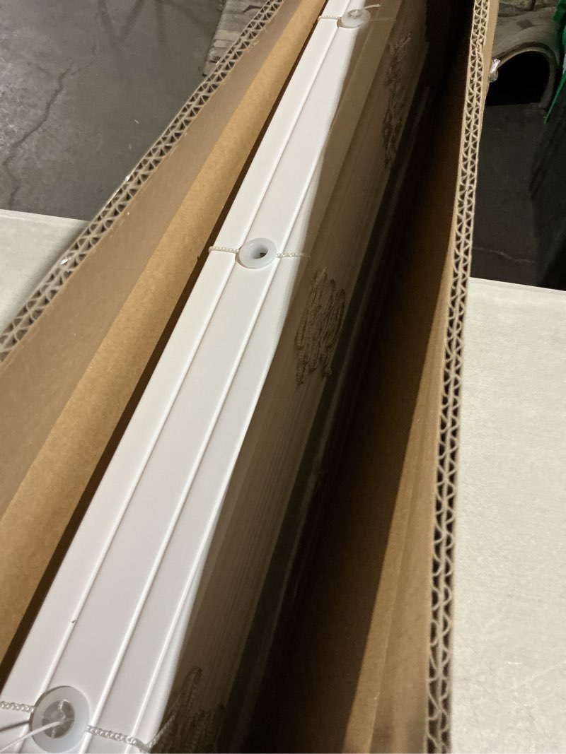 Condition photo showing As Is for chicology cordless faux wood blinds best for kids, inside mount, 29"w x 48"h, basic white 29"w x 48"h basic white