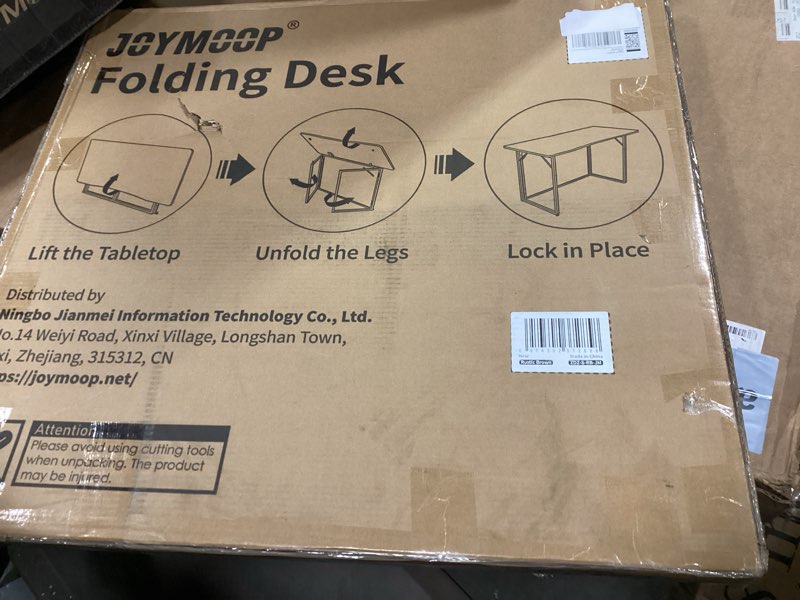 Condition photo showing New/Like New for JOYMOOP Black 31.5" Folding Desk, No Assembly Small Foldable Desk for Home, Office, Wooden Top Folding Computer Desk for Working, Writing, Studying 31.5" Width Black